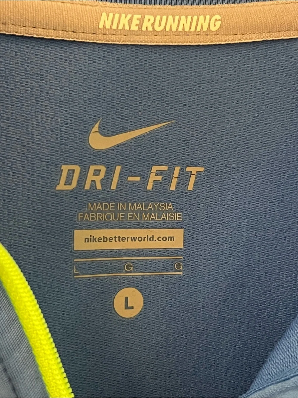Nike Blue Half-Zip Dri-FIT Pullover with Lime Stripe